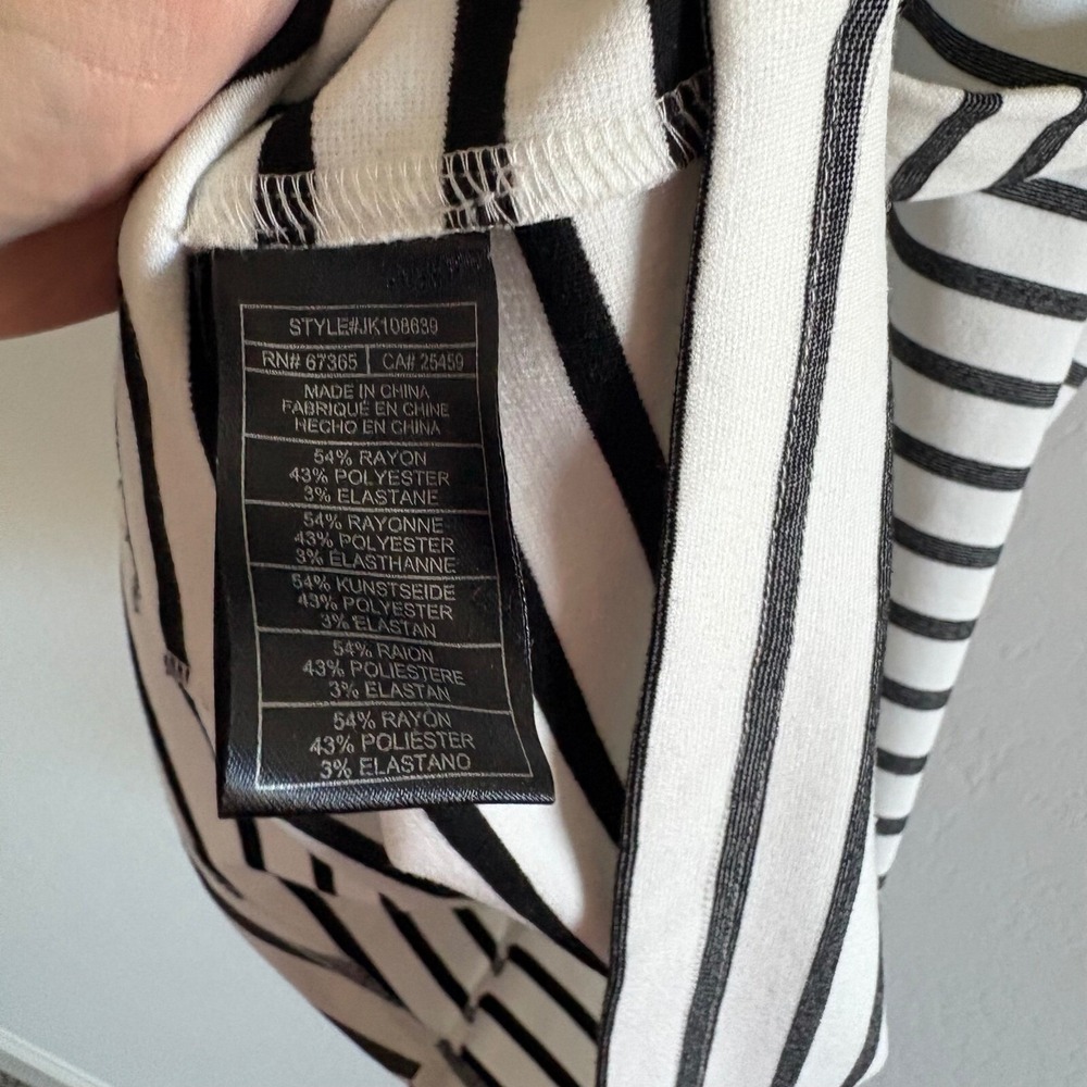 Jack by BB Dakota Striped Dress Sleeveless Wrap Casual Black‎ White L - Picture 4 of 7